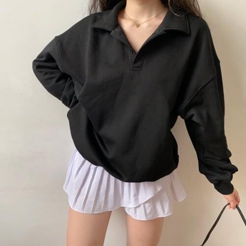 Harajuku Aesthetic Anime Hoodie Women Kawaii Turn Down Collar Long Sleeve Oversized Streetwear Kpop Fall Winter Clothes Y2K Tops