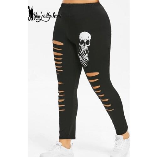 [You're My Secret]Women Leggings For Fitness High Waist Hollow Printed Workout Pants Push Up Elasticity Stretch Trouser Legins