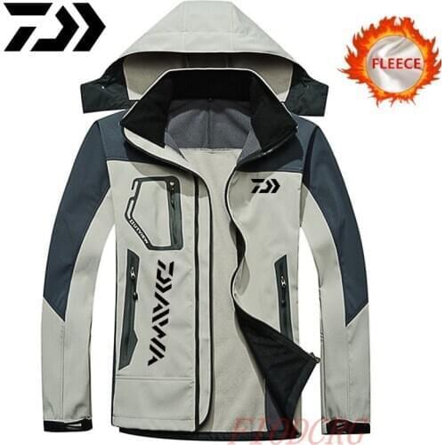 Daiwa Winter Fishing Jacket Hooded Quick-Dry Anti-mosquito Long Sleeve Cycling Hiking Jackets Daiwa Fleece Fishing Clothing