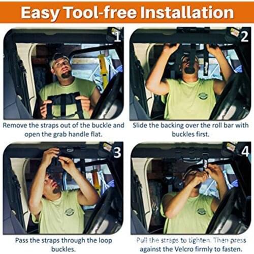 Cool 2 Pack Grab TJ YJ JK, Easy-to-Fit 3 Straps Handle Set Compatible With Jeep Wrangler Design For 1987-2020 Models (BLACK