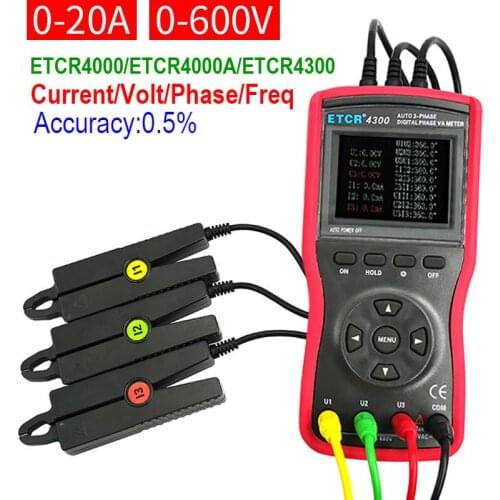 20A/600V Digital Double Clamp ETCR4000 ETCR4000A Phase Voltmeter ETCR4300 Triple Clamp Automatic 0~360 Phase Voltammeter Meter
