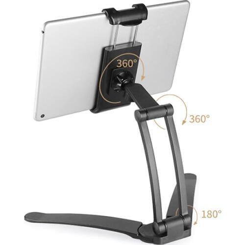 2in1 Kitchen Lazy Bracket Wall Desk Desktop Tablet Mount Stand Phone Holder Metal for Ipad Notebook 5-10.5 Inch Width Tablet