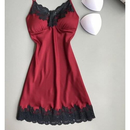 40% Dropshipping!!Women Sexy Padded V-Neck Lace Strappy Erotic Underwear Nightdress Home Sleepwear
