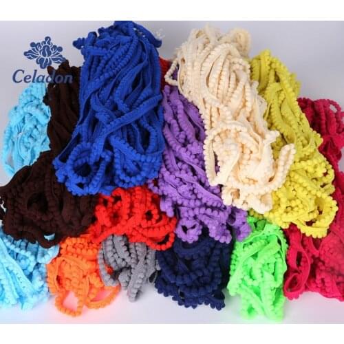 5Yard/lot Pom Pom Trim Ball 10mm Pearl Pompom Fringe Ribbon Sewing Lace Kintted Fabric Garment DIY Apparel Accessories
