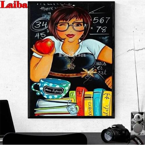 5D Full Square round Diamond Painting Embroidery Fat Lady teacher 3D Diamond Mosaic Cross Switch Kit Sexy Woman Rhinestone decor