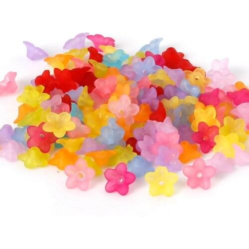 Random Mixed 4*9mm 470pcs Acrylic Loose Spacer End Frosted Flower Beads Caps for Jewelry Making Necklace Bracelet Charms