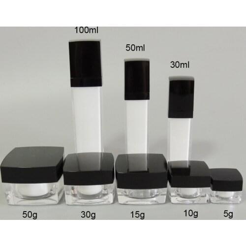 50ml 1.67 Floz White Acrylic Square Lotion Bottle With Emulsion Dispenser Lotion Press Pump Atomized Sprayer Black Lid(50Pcs)