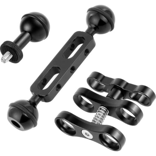 BGNing Diving Dual Ball Joint Magic Arm Lighting System with 1/4'' 1inch Ball Head Adapter for Gopro Action Camera Photo Video
