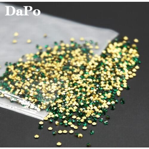All Size SS4-SS30 Dark Green/Emerald Color Round Point Back Glass Crystal Chatons Glue on Rhinestones Strass
