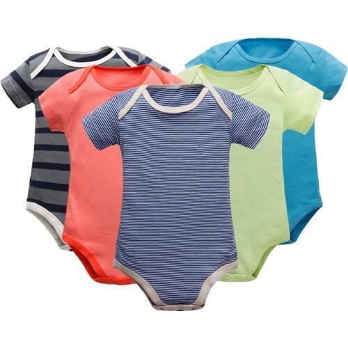 Baby Bodysuits 5 Pieces/Lot Infant Short Sleeve Cotton Clothes For New Born Baby Cute Cartoon Ropa For 2017 Summer