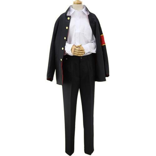 Brdwn Hitman Reborn Unisex Hibari Kyoya Cosplay Costume School Uniforms Suit (Top+shirt+pants+armband)