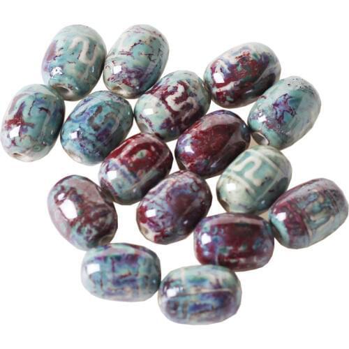 10pcs 20*15mm Barrel Beads Ceramic Beads 3mm Hole Beads Diy Loose Beads Accessories For Jewelry Making