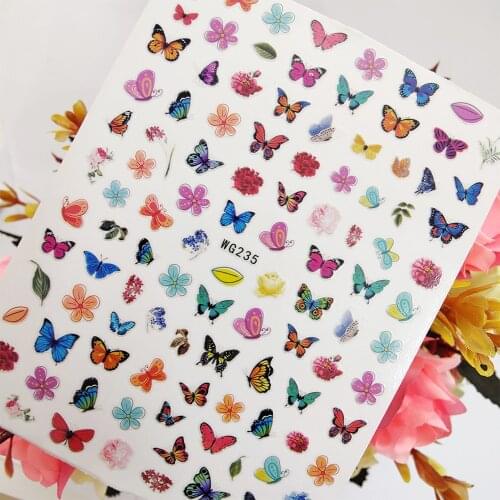 Colorful 3D Fly Butterfly Flower Sliders Stickers for Nails Self Adhesive Nail Art Decoraciones Foil Design Manicure Accesorios