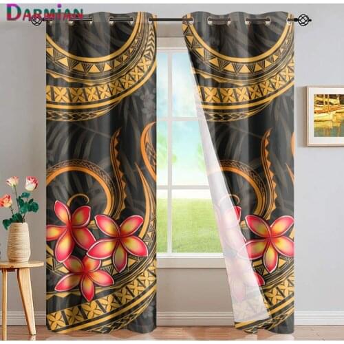 DARMIAN Colorful Tribe Polynesian Plumeria Sunblinds for Living Room Bedroom Window Blackout Curtain Premium Home Decoration New