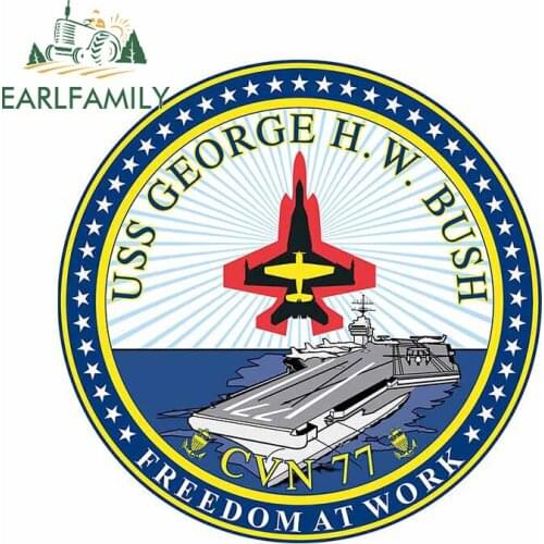 EARLFAMILY 13cm x 13cm for Military Insignia Car Stickers and Decals Uss George Hw Bush Logo Auto Sticker Car Assessoires