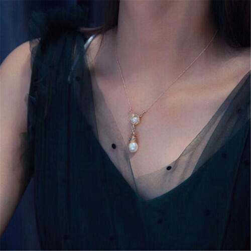 ECHSUNnatural baroque pearl 14K gold gem jewelry necklace collares mujer colares feminino heterosexual pearl handmade wholesalel