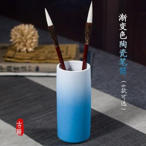 Gradient Color Change Handmade Ceramic Pen Holder, Pen Insert, Personalized Desk Ornaments