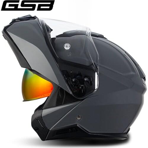 GSB New Flip Up Motorcycle Helmet Motorbike Modular Dual Lens Motocross Moto Helmet Crash Full Face Helmets Casco Moto Casque