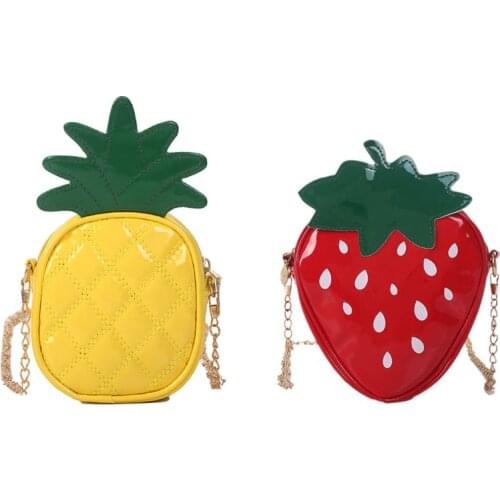 Cute Pineapple Strawberry Shape Shoulder Mini Chain Crossbody Bag for Women Satchel Purse Handbag