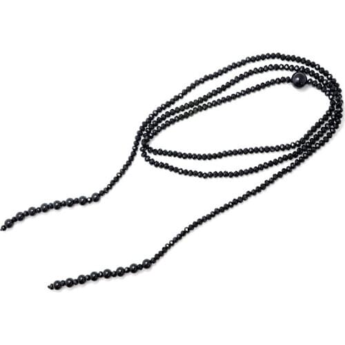 Fashion New design charm layer beads necklace fashion 4mm crystal Natural stone long necklace jewelry for women