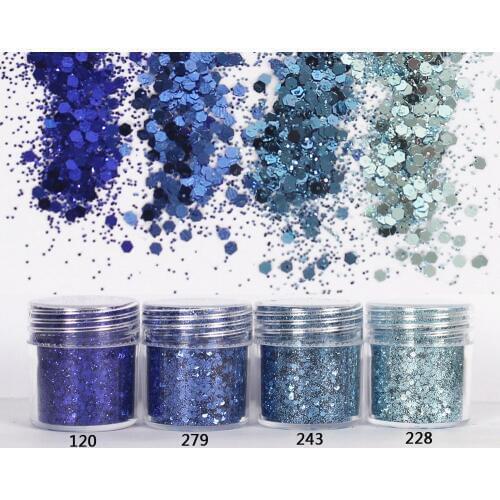 Deep Ocean Blue Set Hexagon Glitter 1mm Sequin Mix In for Resin Crafts Jewelry Tools Uv Resin Pigment Blingbling Cards Coloring