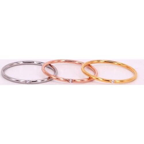 New Hot Ultra-Thin Crystal Anillo Tail Bague Stainless Steel Gold Color Ring For Women Anniversary Gift Wholesale