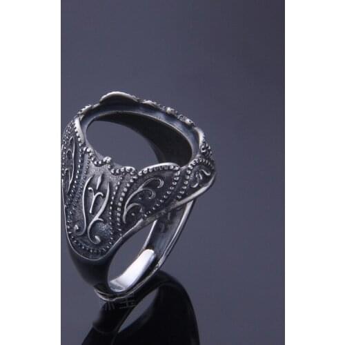 12*15.5m 925 STERLING SILVER mens women Semi Mount Bases Blanks base blank Pad VINTAGE rings ring Setting set jewelry diy A2072