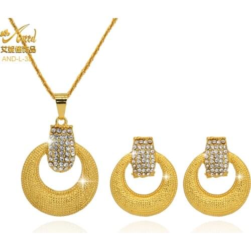 ANIID Necklace Sets Fashion Gold Earrings For Women 2021 Trend Vintage Jewelery Statement Ring ValentineS Day Gift Women Suit