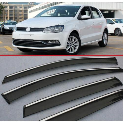 Plastic Exterior Visor Vent Shades Window Sun Rain Guard Deflector For VW Volkswagen POLO 2011 2012 2013 2014