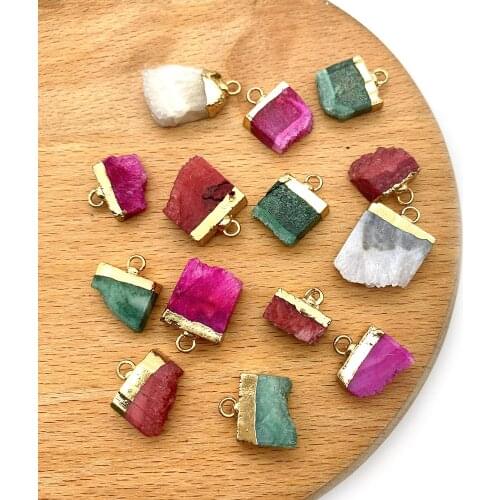 2pcs/pack Natural Stone Crystal Charms Irregular Shape Pendants DIY for Making Necklace Earrings 4 Colors 9x13-16x20mm Size