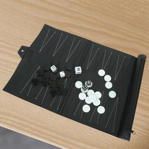 Portable Travel Games Backgammon Set Folding Leather Chessboard PU Chess Board For Childrens Educational Games Gift