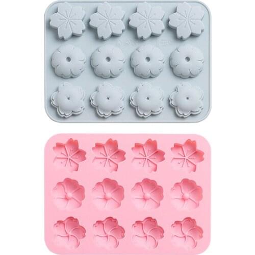Molds Silicone 12 Flowers Fondant Molds for Cake Decorating Soap Chocolate Mold 3D Jelly Pudding Candy Baking Accessories