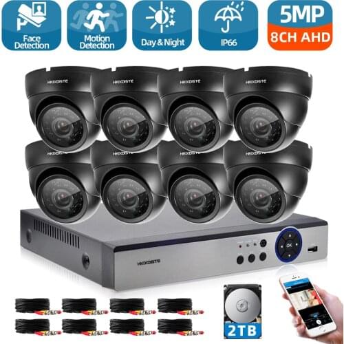 H.265 8Ch DVR CCTV Surveillance Security Camera System 4CH 5MP AHD Kit 4x5MP Outdoor Waterproof Night Vision Cameras HDMI DVR