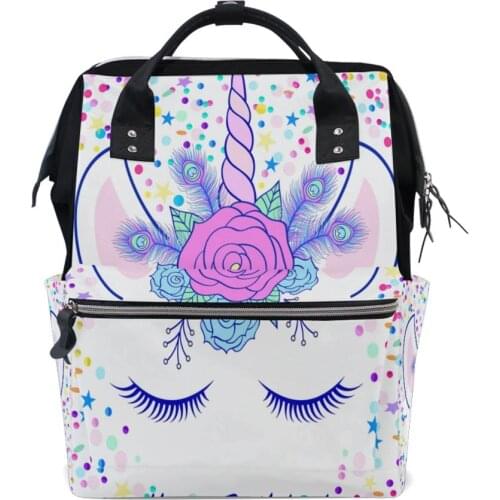 ALAZA Fashion Unicorn Printing Mummy Maternity Nappy Bag Large Capacity Nappy Bag Travel Backpack for Baby Care Womens Bag