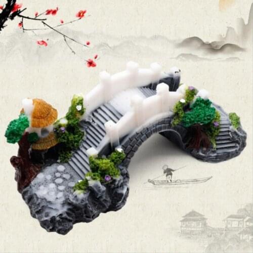 Resin Bridge Decoration for Aquarium fishTank Background Decor Landscaping Artificial Rockery Mountain Arch Bridge Hiding Cave