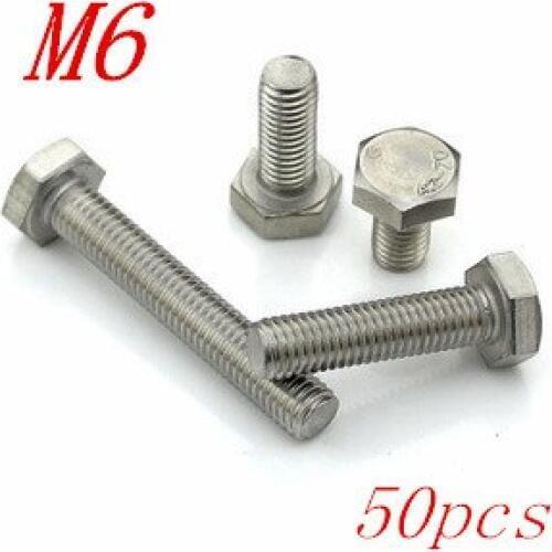 50pcs/Lot Free Shipping Metric Thread M6*10/12/14/16/18/20/25/30/35/40-110mm Stainless Steel outer Hex Head Cap Screws Bolts