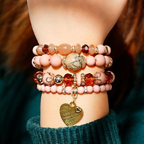 OIQUEI Fashion Chakra Crystal Bracelets Set For Women Girls Bohemia Hand Feather Pendents Charm Bracelets Pulseras Mujer 2018