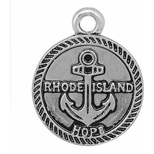 Navy Jewelry Anchor Hope Rhode Island Engraved Round Charm Nautical Sailor Jewelry Pendant
