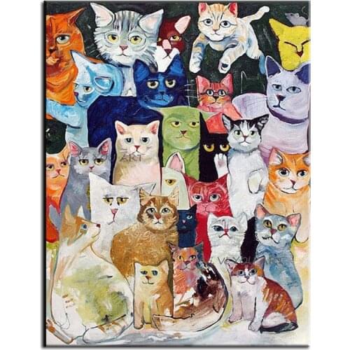 100% Colorful Cute Kitt Canvas Painting Wall Animal Abstract Art Pictures Prints Home Decor Poster Decoration For Living Room