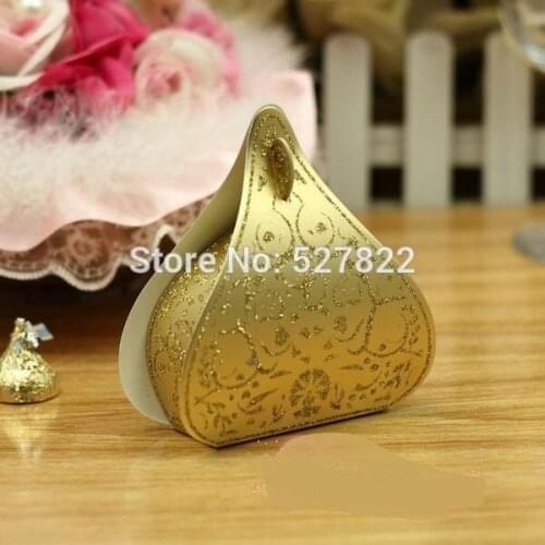 100pcs European Romantic Gold Peach Heart Wedding Candy Boxes Wedding Favours Box Gift Boxes Free Shipping