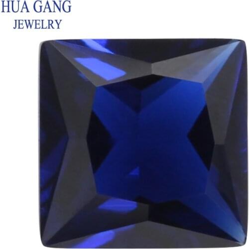 114# Blue Square Shape Princess Cut Synthetic Spinel Stone For Jewelry Size 2x2mm~10x10mm