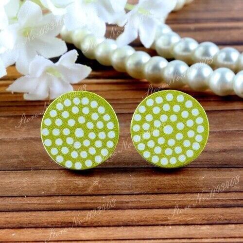 16mm mustard yellow Dot Round High Quality Photo Image Wood Laser Cut Cabochon to make Rings, Earrings, Bobby pin,Necklaces