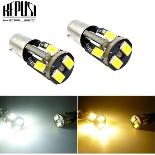 2x Canbus Error Free BA9S H6W LED car Reverse Turn signal brake Lights Parking Lamp License Plate Light white yellow amber
