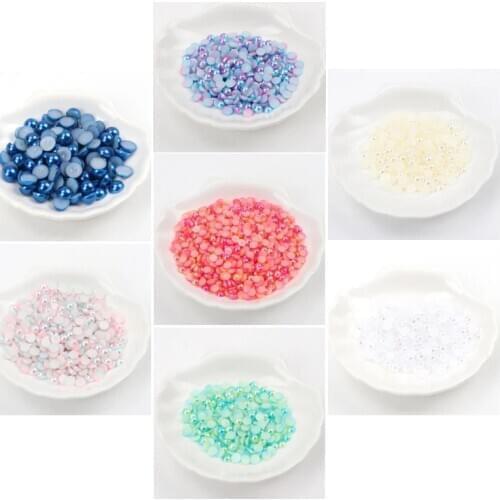 3/4/5/6/8/10/12/14mm Half Round Acrylic Imitation Flatback Pearl Beads for Jewelry Making Diy Nail Art Phone Decor