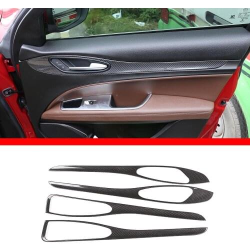 Real Carbon Fiber For Alfa Romeo Stelvio 2017 2018 2019 2020 Car Interior Door Decoration Panel Cover Trim Accessories