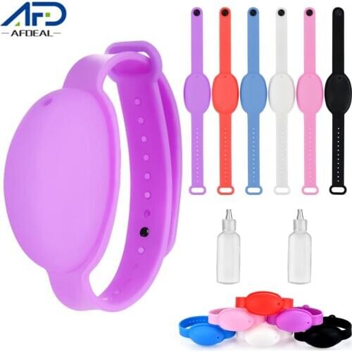 6pcs Reusable Wristbands Hand Sanitizer Portable Wristband Hand Dispenser Gel Holder Bracelet With Bottle for Kids