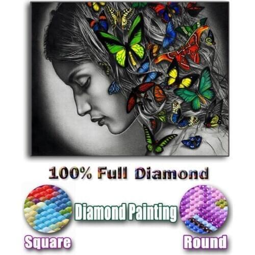 Full Square/Round Drill 5D DIY Diamond Painting "Butterfly girl fairy" 3D Embroidery Cross Stitch Mosaic Home Decor gift