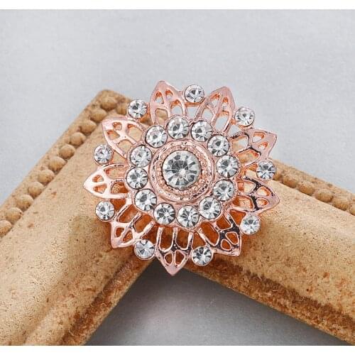 WEIMANJINGDIAN Brand Rose Gold Color Plated Alloy Medium Size Crystal Wedding Bouquets Pins and Brooches