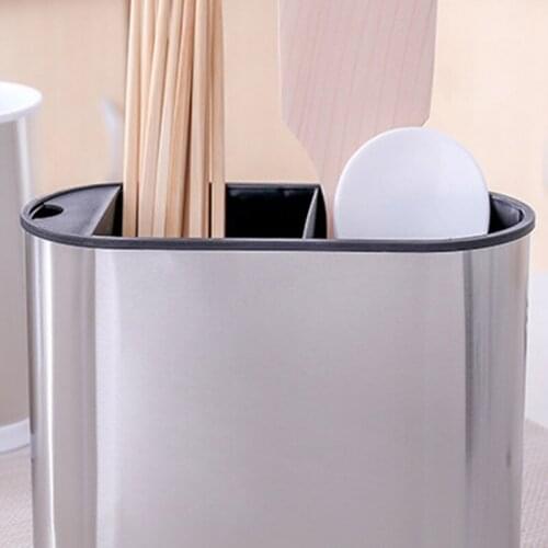 94PF Stainless Steel Kitchen Utensil Holder Countertop Chopstick Cage Drain Rack Multifunctional Tableware Storage Box Heighten