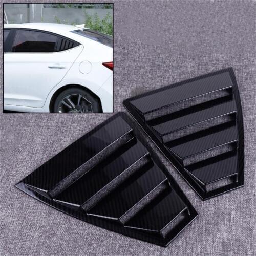 DWCX 2 PCS Carbon Fiber Black Style Rear Window Quarter Panel Side Vent Trim Cover ABS Fit for Hyundai Elantra 2017 2018 2019